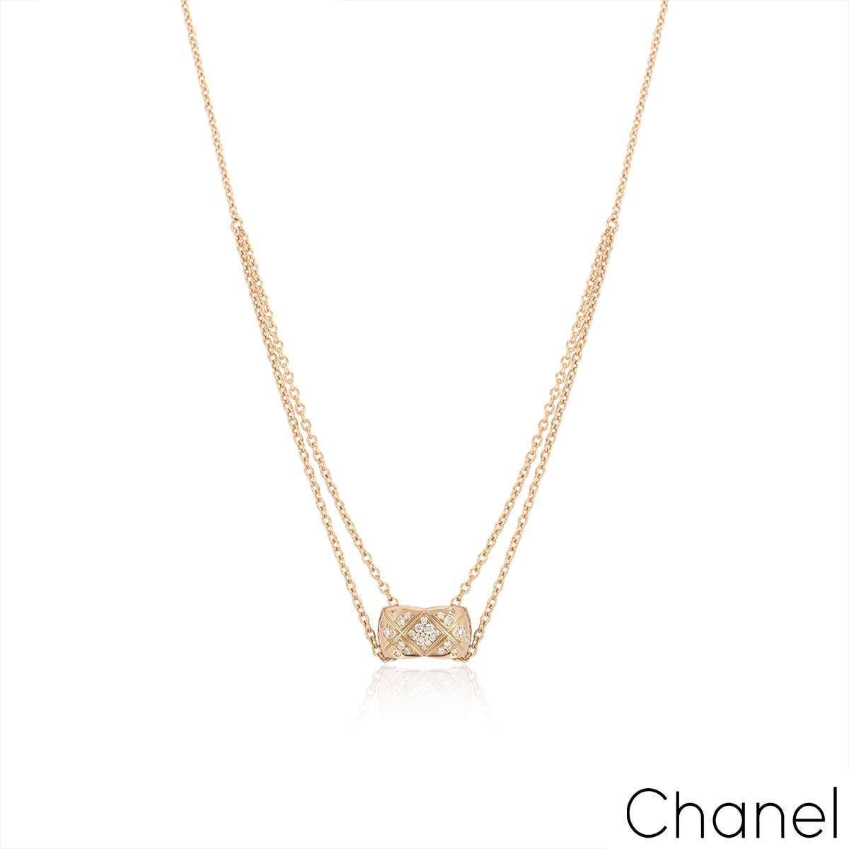 Chanel Beige / Rose Gold Diamond Coco Crush Necklace J11359